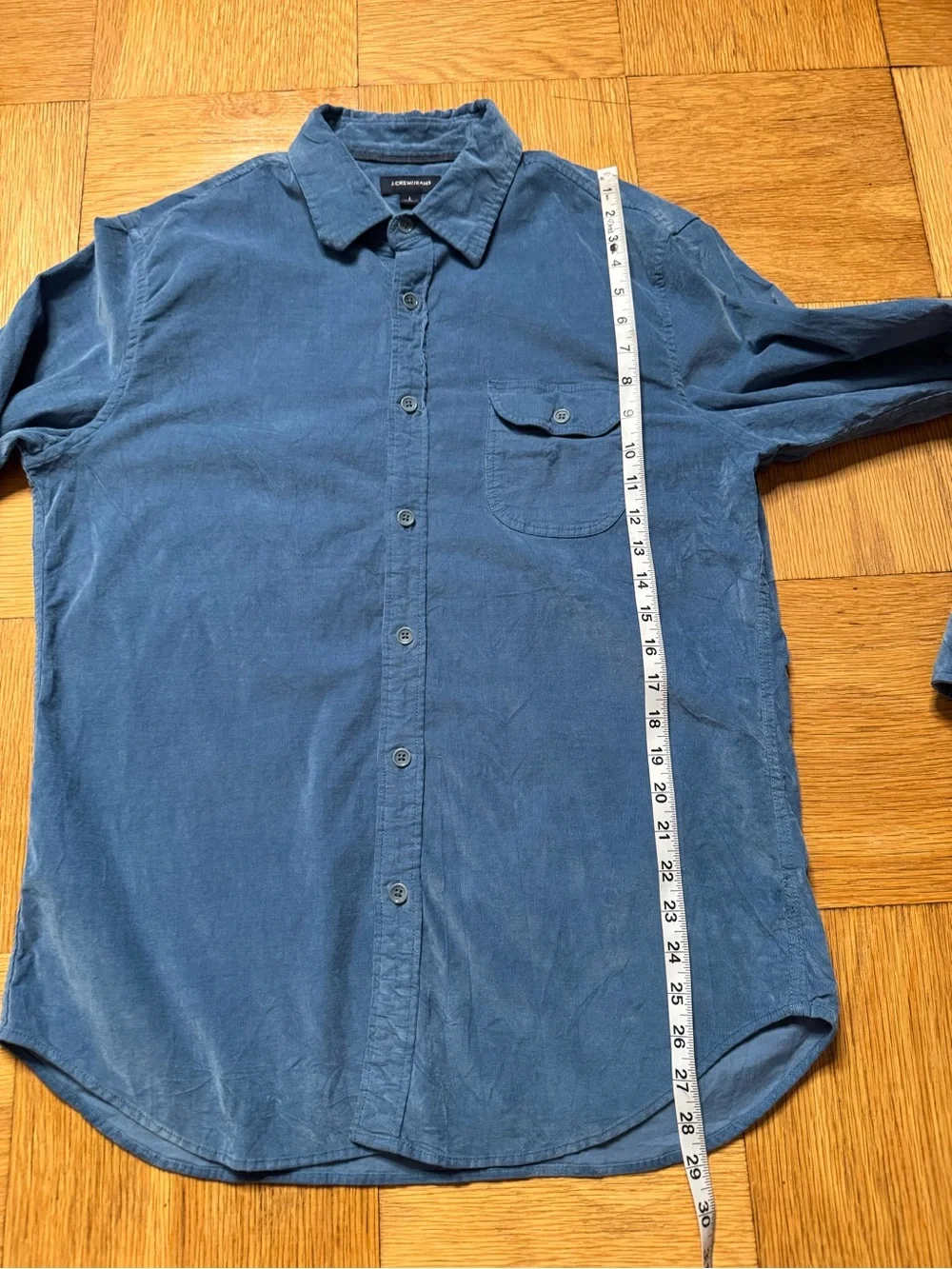 J. Crew Mens Large Blue Corduroy Button Down Long Sleeve Collared Shirt
